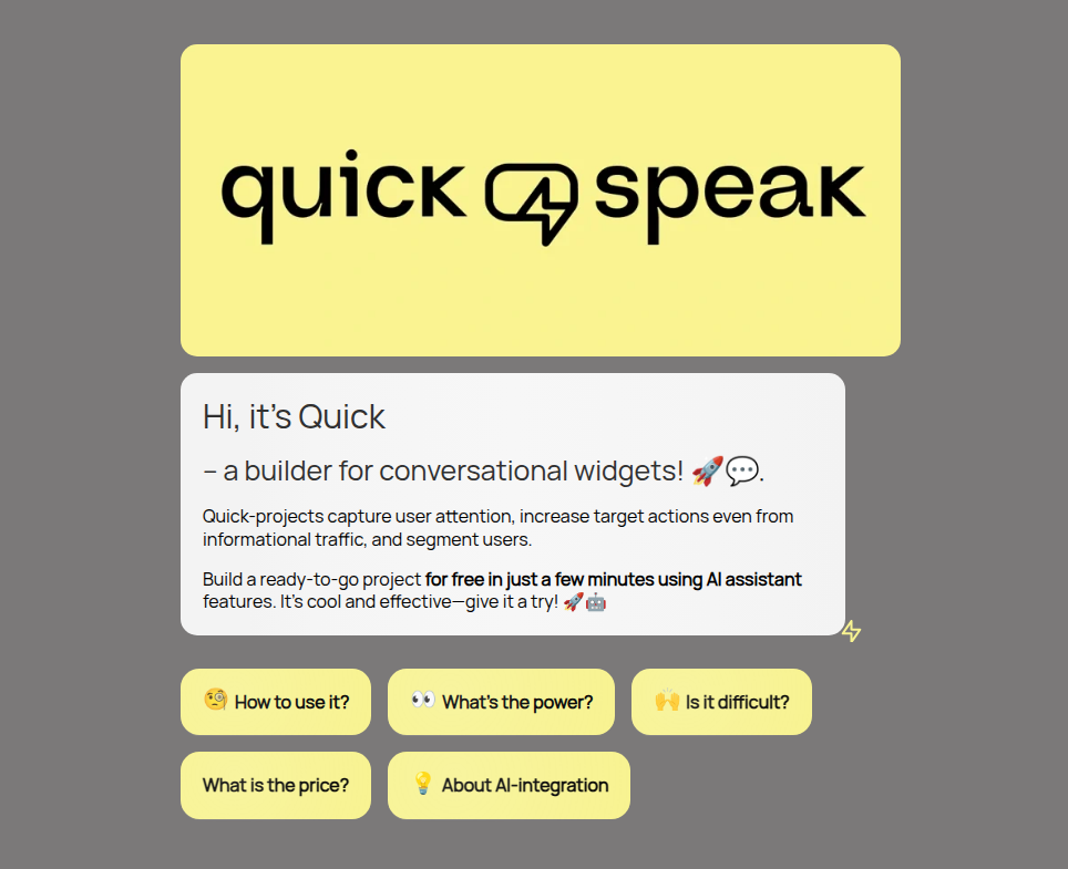 Marketing tool for quickly creating interactive button widgets with built-in conversational AI